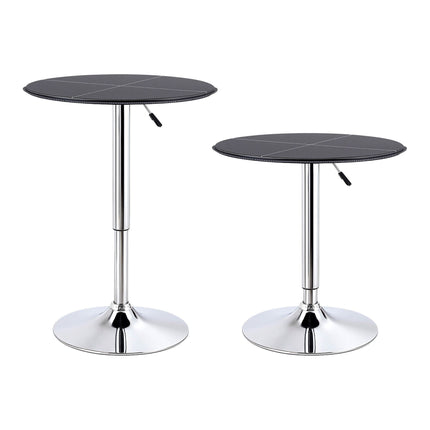 Artiss Bar Stools and Table Set 3PCS Dining Desk Kitchen Chair PVC Leather Black 3