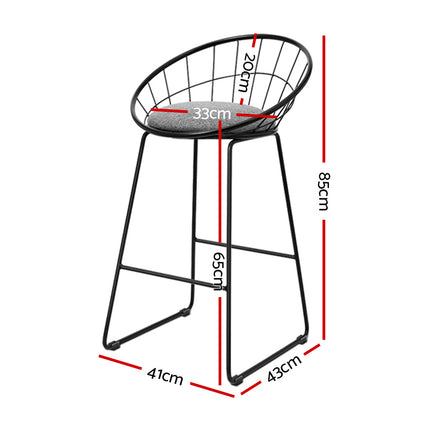 Artiss 2x Bar Stools Padded Seat Metal 2