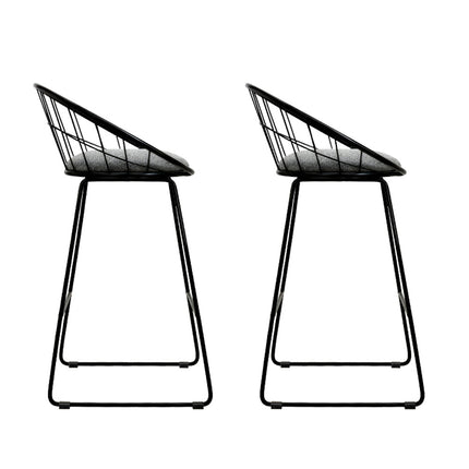 Artiss 2x Bar Stools Padded Seat Metal 3