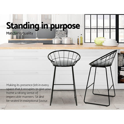 Artiss 2x Bar Stools Padded Seat Metal 4
