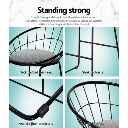 Artiss 2x Bar Stools Padded Seat Metal 5
