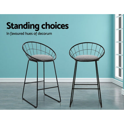 Artiss 2x Bar Stools Padded Seat Metal 6