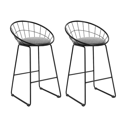 Artiss 2x Bar Stools Padded Seat Metal 8