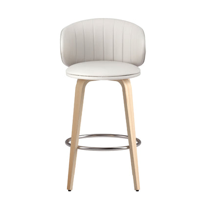 2x Artiss Bar Stools Dining Chairs Contoured Leather Wood Stool 3