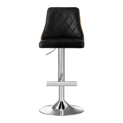 Artiss Bar Stool Bentwood Swivel Adjustable Kitchen Counter Stool Leather Black 3
