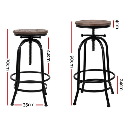 Artiss 2x Bar Stools Adjustable Wood Chairs 2