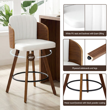 Artiss Wooden Bar Stools Swivel Kitchen Counter Stool Chair 58cm Seat Height 7