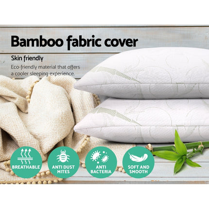 Giselle Bedding Memory Foam Pillow Bamboo Twin Pack 4