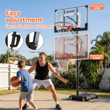 Everfit Portable Basketball Hoop Adjustable Pool Goal System Backyard 1.05M-2.1M 4