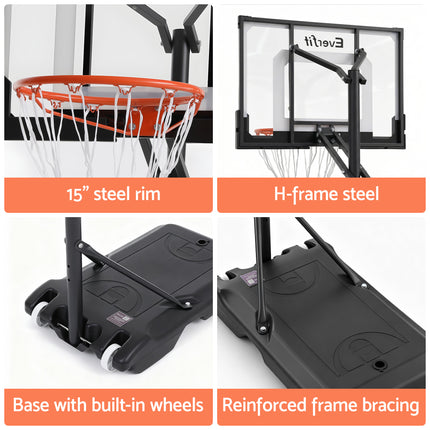 Everfit Portable Basketball Hoop Adjustable Pool Goal System Backyard 1.05M-2.1M 6