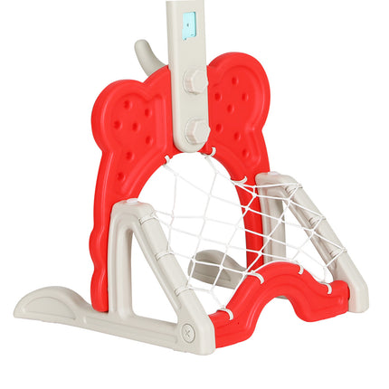 Keezi Kids Basketball Hoop Stand Adjustable 5-in-1 Sports Center Toys Set Red 4