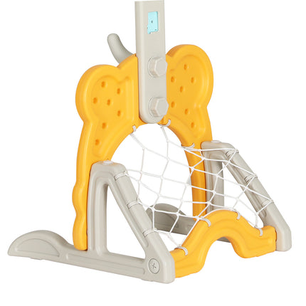 Keezi Kids Basketball Hoop Stand Adjustable 5-in-1 Sports Center Toys Set Yellow 4