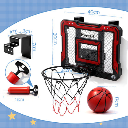Everfit Mini Basketball Hoop Over Door Indoor LED Scoreboard Kids Set 40x30cm 2