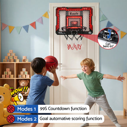 Everfit Mini Basketball Hoop Over Door Indoor LED Scoreboard Kids Set 40x30cm 5