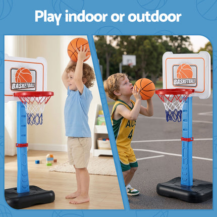 Keezi Kids Basketball Hoop Stand Baseball Set Adjustable Height Sports Toys Blue 5
