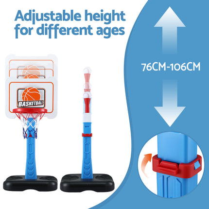 Keezi Kids Basketball Hoop Stand Baseball Set Adjustable Height Sports Toys Blue 7