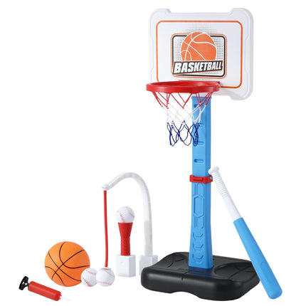 Keezi Kids Basketball Hoop Stand Baseball Set Adjustable Height Sports Toys Blue 9