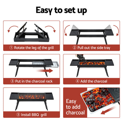 Grillz Charcoal BBQ Grill Smoker Portable Barbecue Outdoor Foldable Camping 6