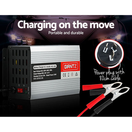 Giantz 12V 30A Car Battery Charger 30Amp ATV 4WD Boat Caravan 6
