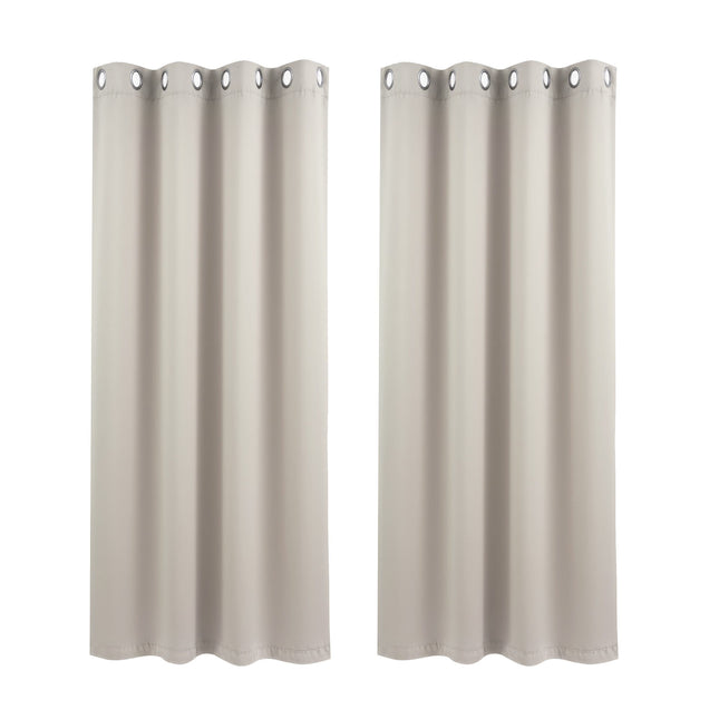 Artiss Blockout Curtains 2X 132x160cm Thermal Insulated Eyelet Drapes Beige 2