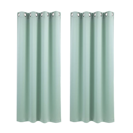Artiss Blockout Curtains 2X 132x160cm Thermal Insulated Eyelet Drapes Green 2
