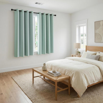 Artiss Blockout Curtains 2X 132x160cm Thermal Insulated Eyelet Drapes Green 11