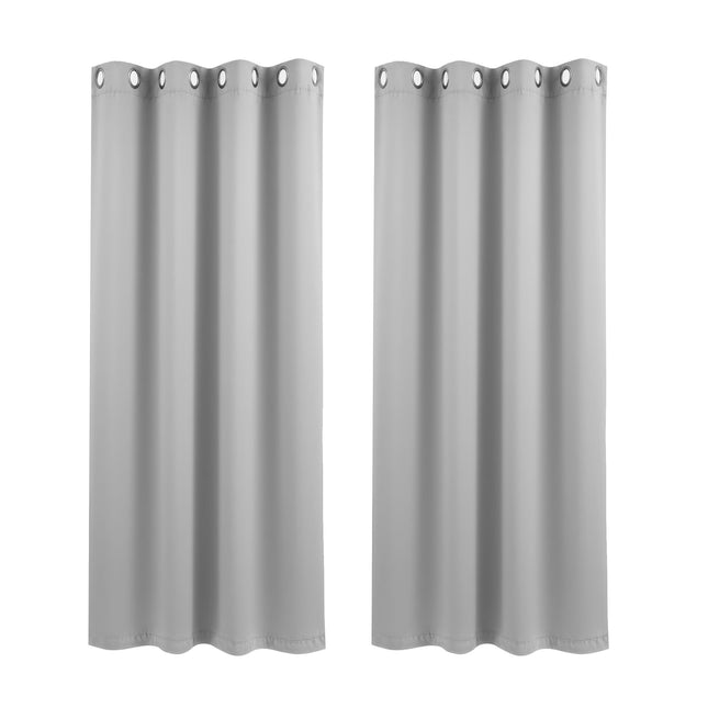 Artiss Blockout Curtains 2X 132x160cm Thermal Insulated Eyelet Drapes Grey 2
