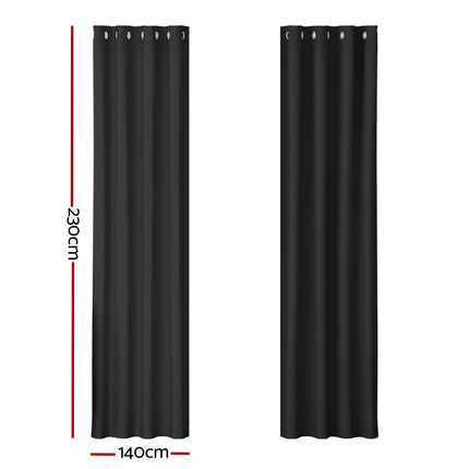 Artiss 2X Blockout Curtains Eyelet 140x230cm Black 2
