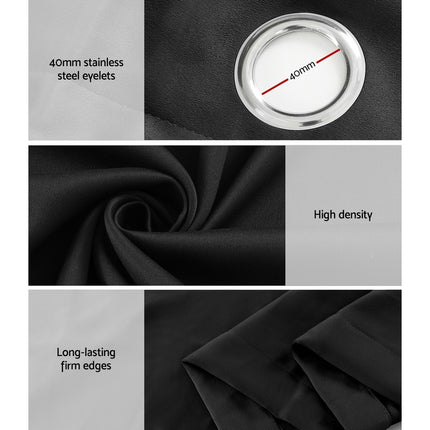 Artiss 2X Blockout Curtains Eyelet 140x230cm Black 6