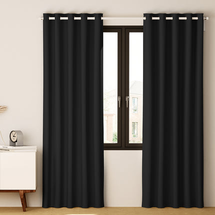 Artiss 2X Blockout Curtains Eyelet 140x230cm Black 8