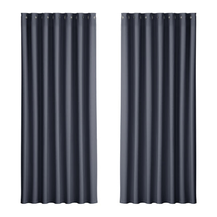 Artiss 2X Blockout Curtains Eyelet 240x230cm Charcoal