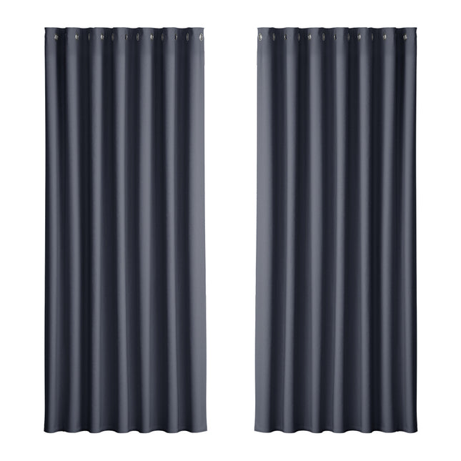 Artiss 2X Blockout Curtains Eyelet 240x230cm Charcoal