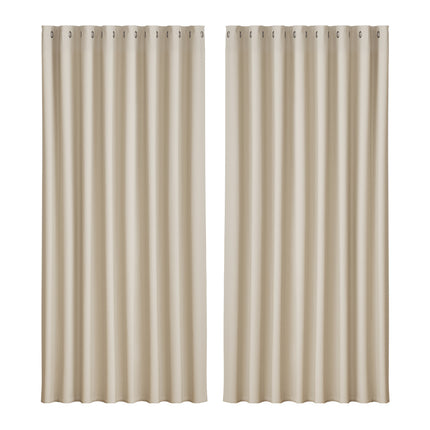Artiss 2X Blockout Curtains Eyelet 300x230cm Beige 3