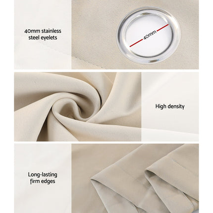Artiss 2X Blockout Curtains Eyelet 300x230cm Beige 6