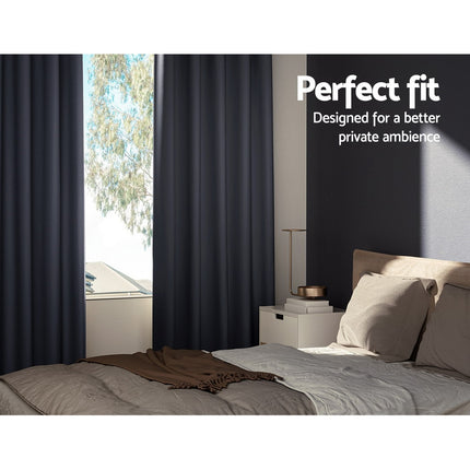 Artiss 2X Blockout Curtains Eyelet 300x230cm Charcoal 3