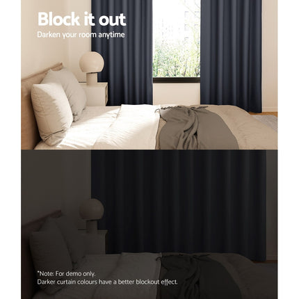 Artiss 2X Blockout Curtains Eyelet 300x230cm Charcoal 4
