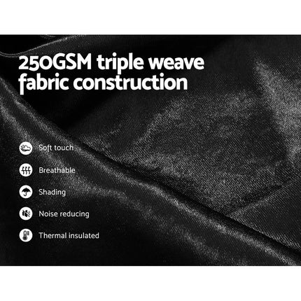 Artiss 2X Blockout Curtains Eyelet 140x230cm Black Shine 5