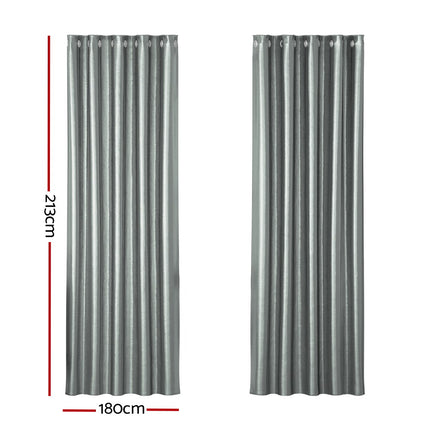Artiss 2X Blockout Curtains Eyelet 180x213cm Grey Shine 5