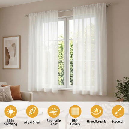Artiss Blockout Curtains 2X 132x160cm Light Filtering Window Drapes Rod Pocket 5