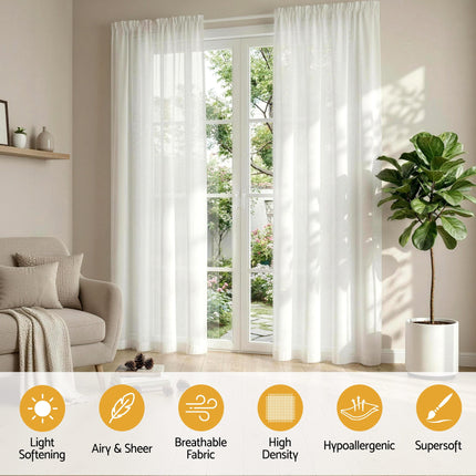 Artiss Blockout Curtains 2X 132x213cm Light Filtering Window Drapes Rod Pocket 5