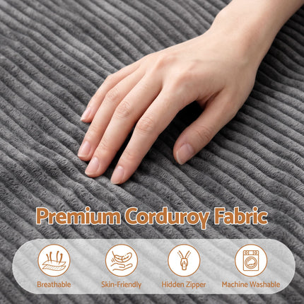Artiss 3 in 1 Bean Bag Chair Cover (No Filler) Convertible Bean Bag for Adults, Corduroy Stuffed Animal Storage Bean Bag Cover Washable for Living Room Bedroom, Grey 4