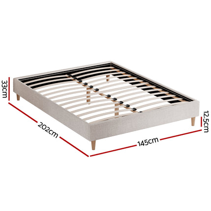 Artiss Bed Frame Double Size Beige ZORA 3
