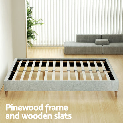 Artiss Bed Frame Double Size Beige ZORA 6