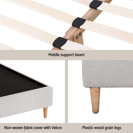 Artiss Bed Frame Double Size Beige ZORA 7