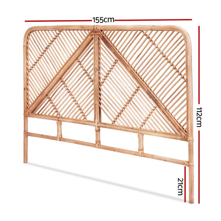 Artiss Bed Headboard Queen Bedhead Rattan - FRED Pine 3