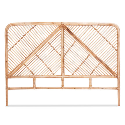 Artiss Bed Headboard Queen Bedhead Rattan - FRED Pine 4