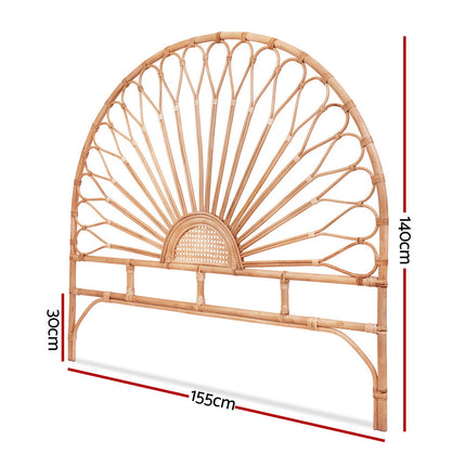 Artiss Bed Headboard Queen Bedhead Rattan - MARI Pine 2