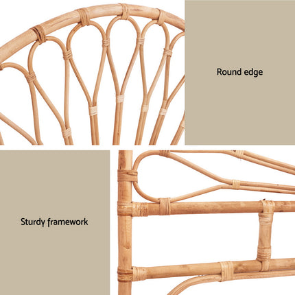 Artiss Bed Headboard Queen Bedhead Rattan - MARI Pine 6