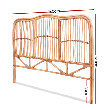Artiss Bed Headboard Double Bedhead Rattan - NERO Pine 2