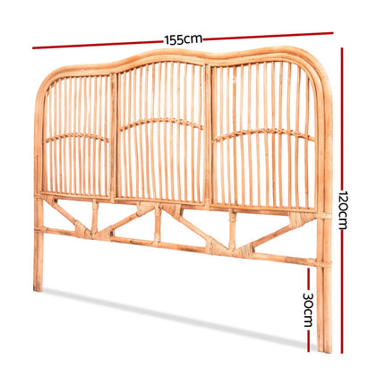Artiss Bed Headboard Queen Bedhead Rattan - NERO Pine 2